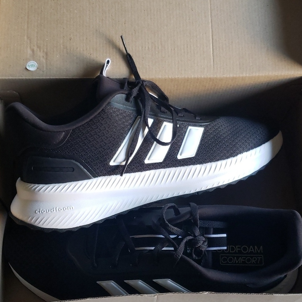 Adidas cloudfoam black and white mens running shoes size 12